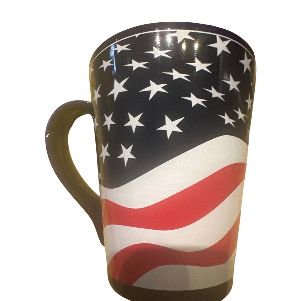 Ceramic Source American Flag Latte Mug Patriotic Stars and Stripes USA Made